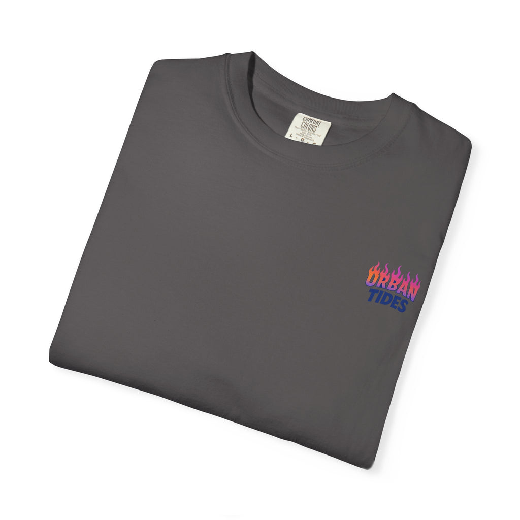 Urban Tides sunset flames Garment-Dyed T-Shirt for Casual Vibes, Unisex Wear, Graphic Tee, Gift for Friends, Comfortable Everyday Style